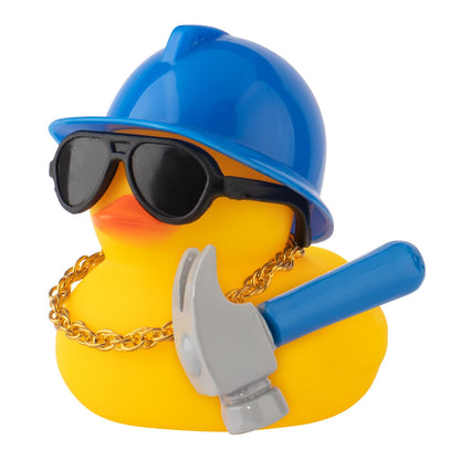 wonuu Car Dashboard Decorations Rubber Ducks, Construction Builder Rubber Ducky for Car Ornament Cute Duck with Tool, Hard Hat, Glasses, Necklace (Hammer)