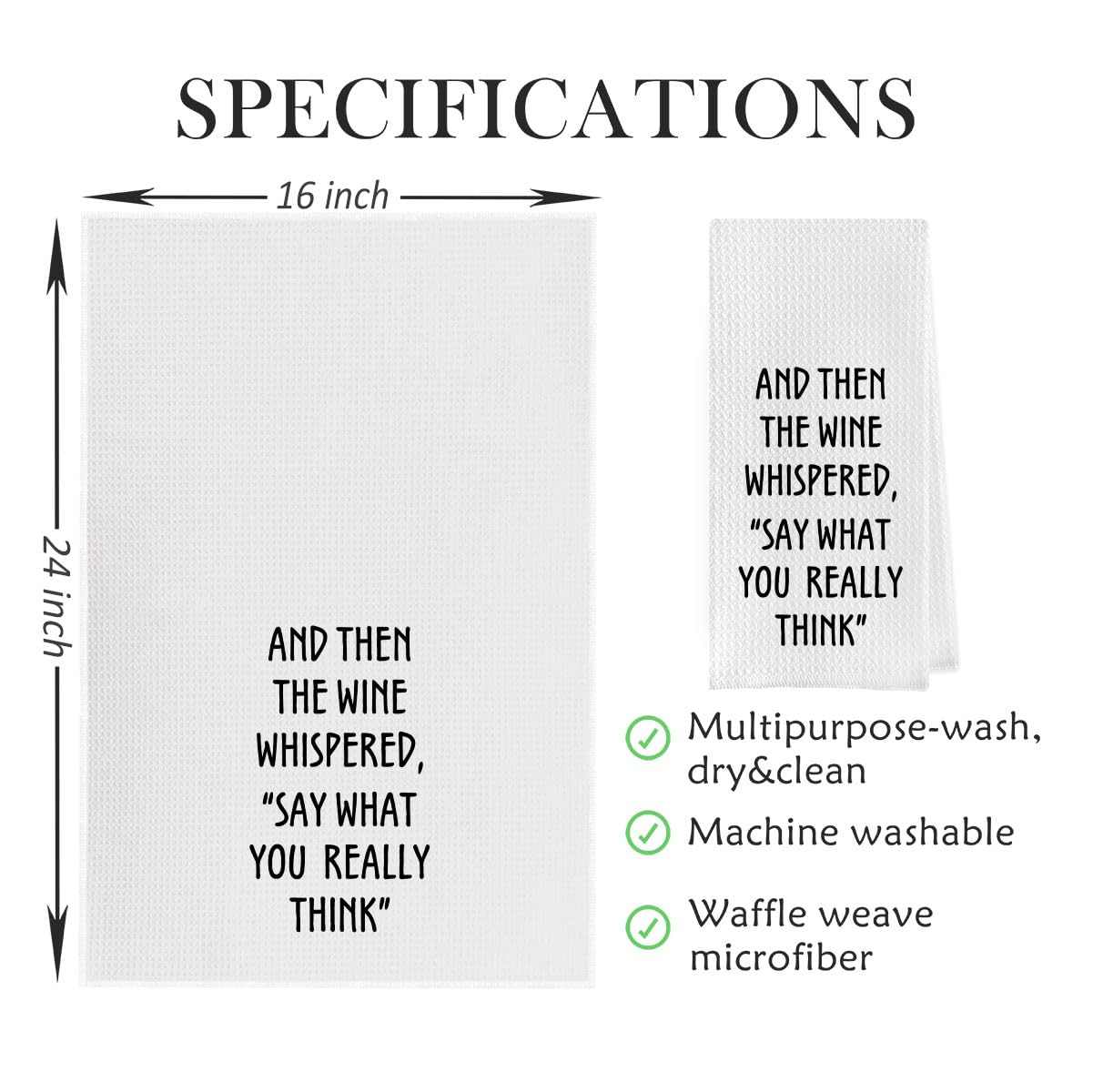 Wine Lovers Dish Towel - Funny Wine Gifts Decorative Waffle Weave Kitchen Towels, Tea Towel, Hand Towel, Housewarming Gift (16×24 Inches)