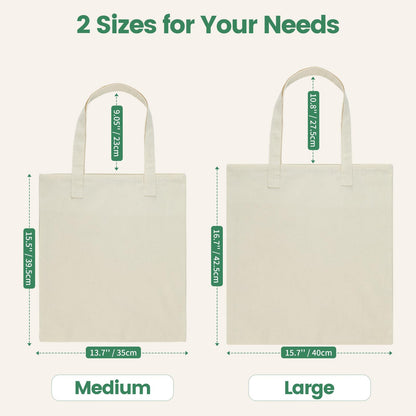 Carbrea 12 Pack Canvas Tote Bag - Lightweight Thin Tote Bags Bulk Blank Shopping Reusable Grocery Bags for DIY Gift Sublimation Activity - Beige