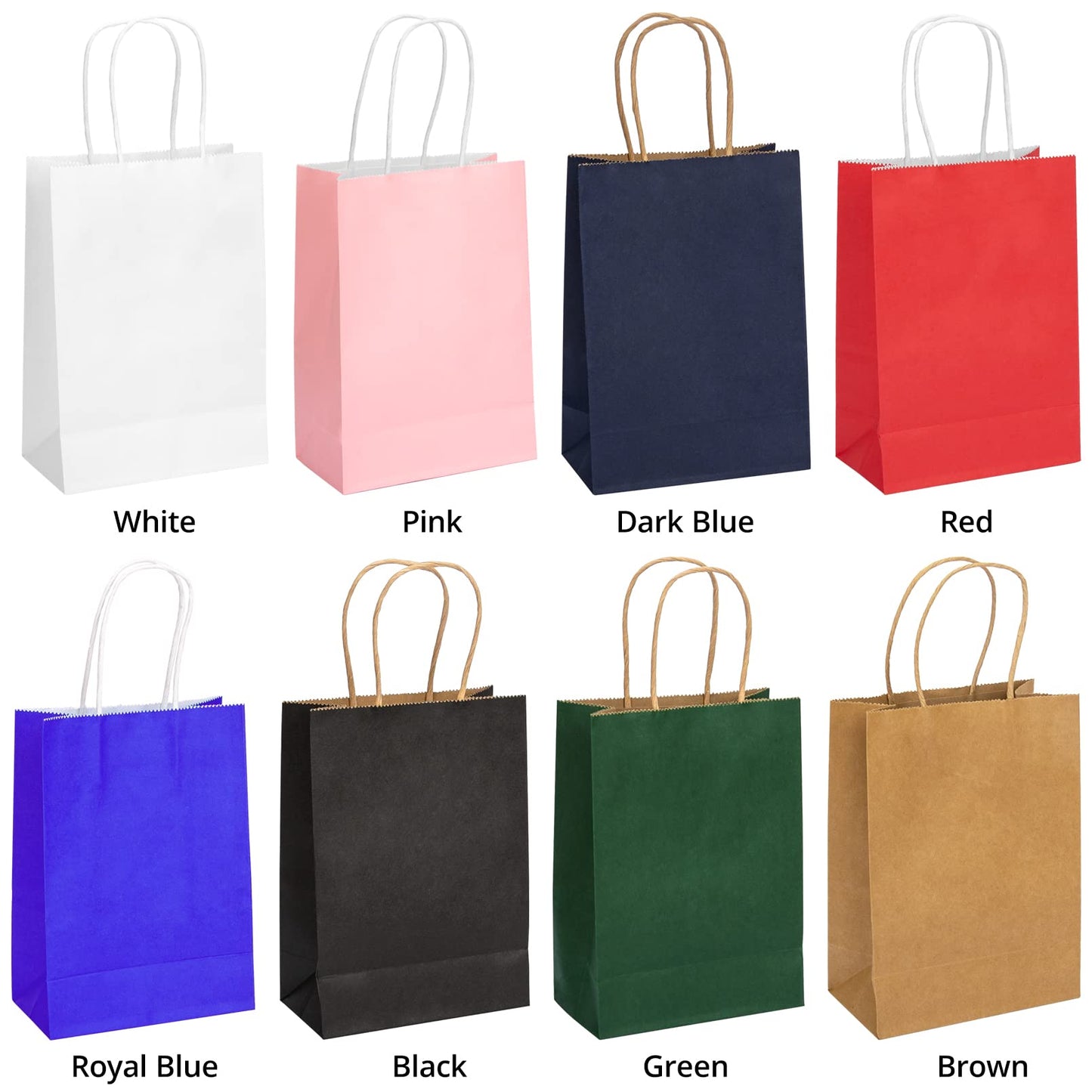HavrePac 100 Pack 5.9x3.15x8.26 inch Small Gift Bags, Kraft Red Bags with Handles Bulk for Birthday Party Favors,Gift Paper Bags,Retail Shopping Business Goody Craft Gift Bags