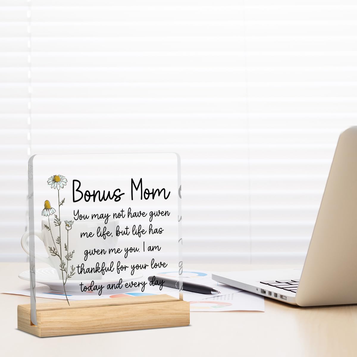 Bonus Mom Gifts from Stepmom Stepdad, Christmas Gifts for Step Mom, Best Birthday Mothers Day Valentines Gift for Stepmom Mother Acrylic Decor 4 x 4 inche
