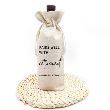 Socive Retirement Wine Bag, Retired Gifts Wine Bags, Pairs Well With Retirement, Gift for Him or Her, Leaving Gift for Colleagues Best Friends Coworkers Boss Nurse Teachers