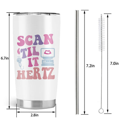Sonographer Gifts, Ultrasound Tech Student Gifts, Sonographer Stainless Steel Insulated Tumbler with Lid and Straw 20Oz