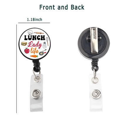 Lunch Lady Badge Reel Retractable ID Badge Holder Cafeteria Worker Gifts School Lunch Ladys Gift (Lunch Lady Badge Reel)