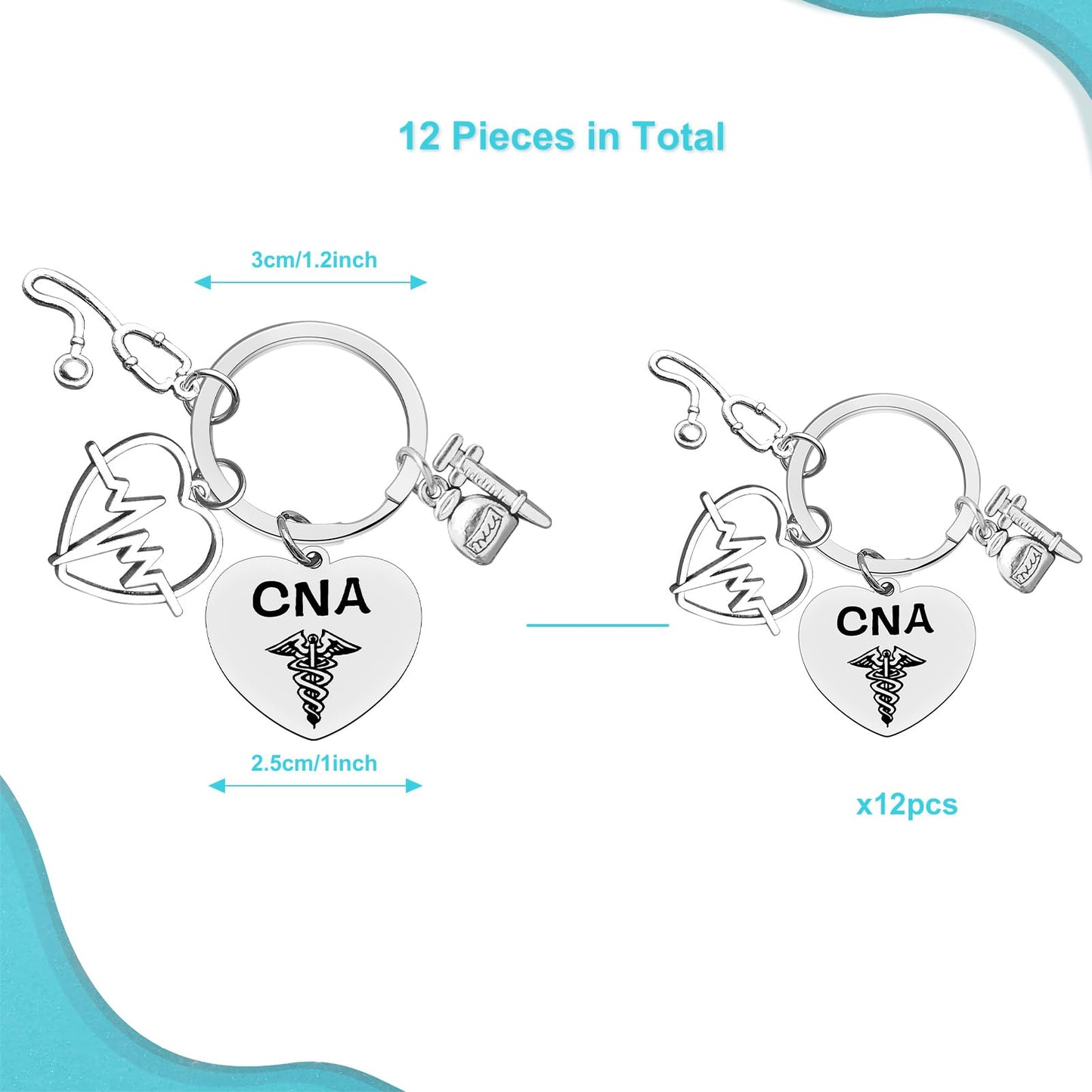 Xiahuyu 12 Pcs CNA Gifts Certified Nursing Assistant Keychain CNA Student Gift CNA Graduation Gift CNA Appreciation Gifts CNA Week Retirement Christmas Thanksgiving Birthday Present