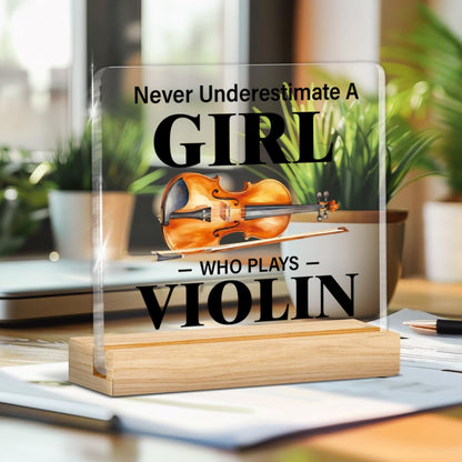 Violin Player Gifts for Women Young Violin Player Lover, Violinist Gifts for Girl Music Teacher Musician, Acrylic Plaque Sign Home Office Decor