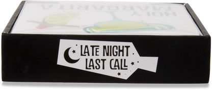 Pavilion - Margarita - 4 Piece Sentiment, Pattern and Character Coaster Set With Box Holder - 4 Inch