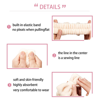 7 Pcs Spa Set, Facial Headband and Wristband Set, Skincare Accessories, College Style Girl Idea Gifts, Hair Accessories for Women and Girls（Red）