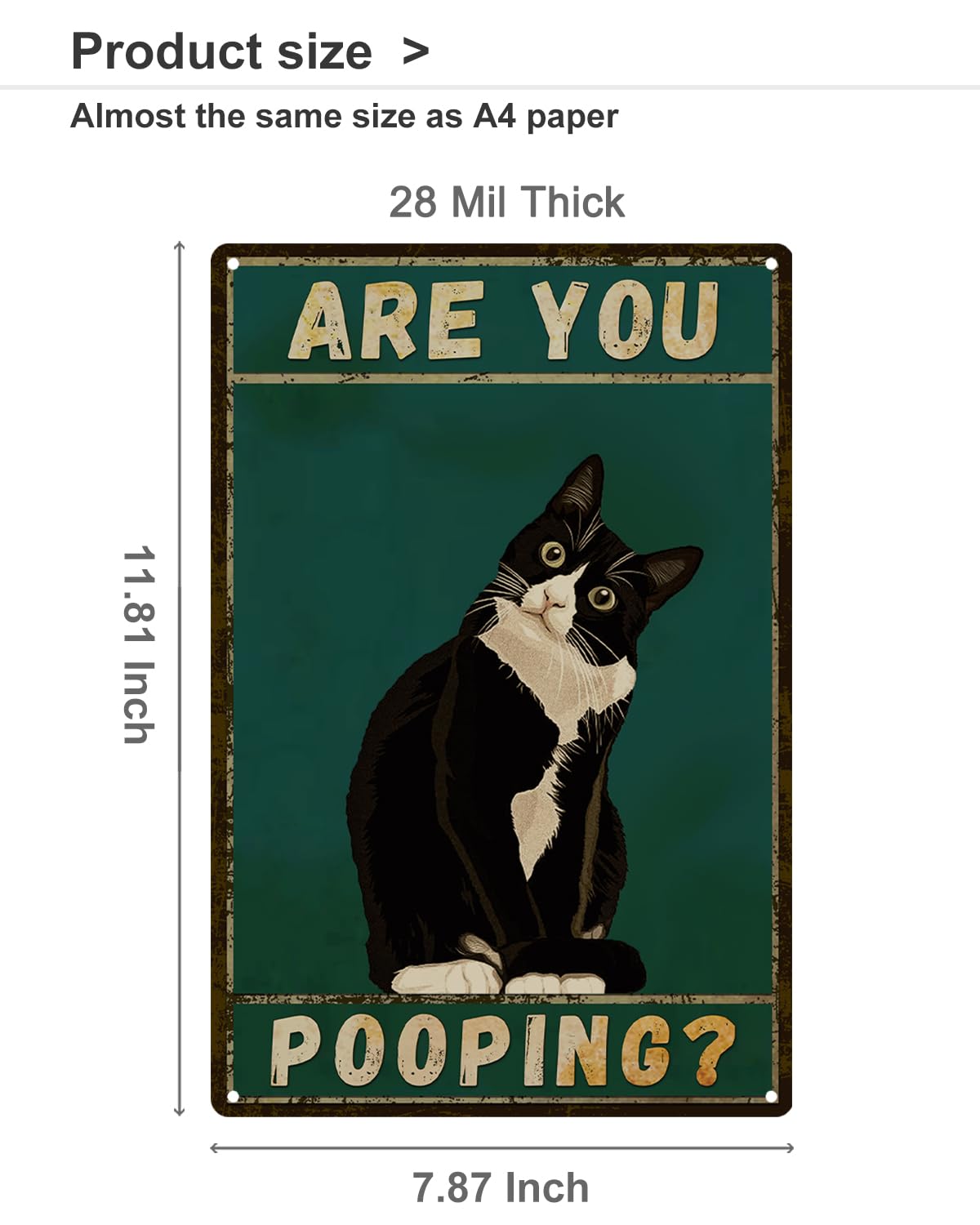 ALKB Bathroom Sign Tuxedo Cat Wall Decor Funny Metal Sign 8x12 Inch - Are You Pooping - Wall of Glory Decor Black Cat Sign