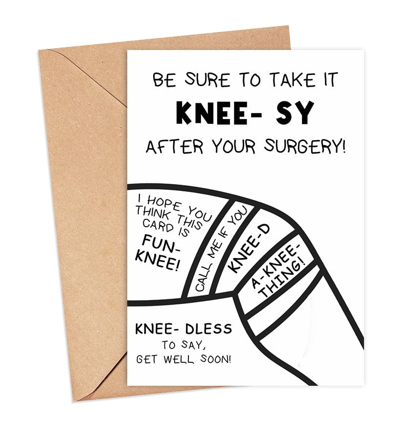 Funny Knee Surgery Card - Funny Get Well Soon After Surgery Card - Surgery Recovery Card - Hopes The Patient Feels Better Soon Card - Wonderful Card For Knee Surgery Patient