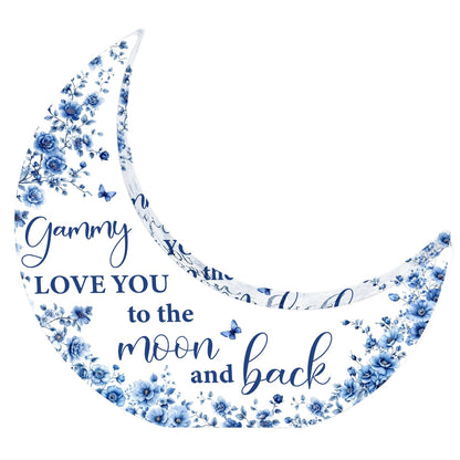 Gammy Gifts, Mothers Day Birthday Gifts for Grandma, Moon Acrylic Desk Decorations, Retirement Appreciation Gift for Women Granny Nana, Blue Floral Acrylic Plaque for Office Bedroom Decor