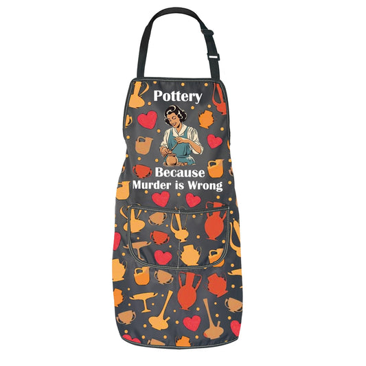 JNIAP Pottery Lover Gift Pottery Because Murder is Wrong Apron Ceramics Gift for Her