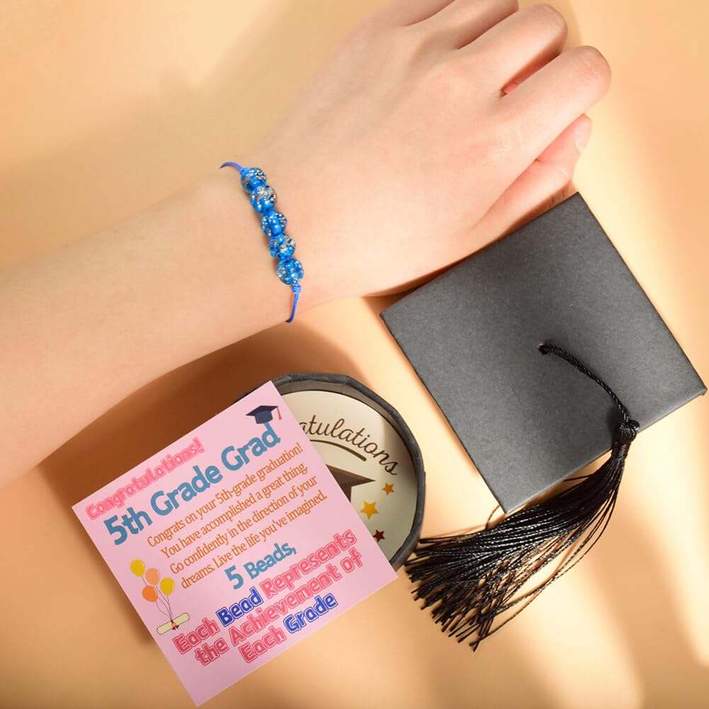 5th 6th 8th Grade Graduation Bracelets Gifts for Her Him Grad Card Congratulations Gift Graduates Cap Box Graduating Daughter Son Granddaughter Grandson Nephew Niece Bracelet Jewelry Ideas Unique