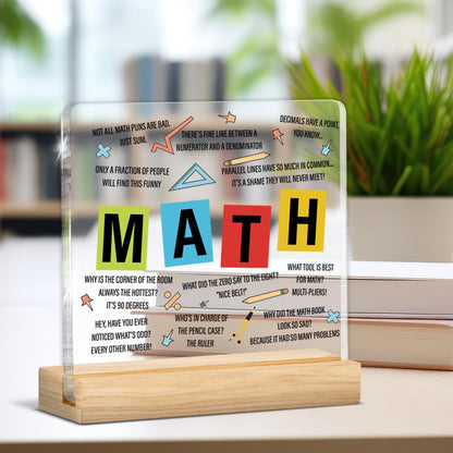 Math Teacher Gifts for Women Men, Gifts for Math Teacher Thank You Appreciation Retirement Back to School, Clear Acrylic Desk Decorative Sign Decor