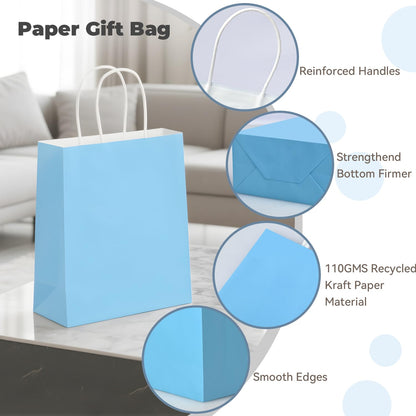 Brothersbox 32Pcs Small Paper Gift Bags with Handles 6.3"x3.15"x8.7", 8 Colors Rainbow Kraft Paper Goodie Bags Bulk, Party Favor Bag for Kids Birthday, Celebrations, Retail, Crafts, Wedding