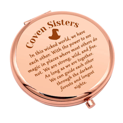 Witchy Gifts Witch Stuff Compact Makeup Mirror for Coven Sister Birthday Gifts for Witchcraft Lover Witchy Friend Gift Halloween Party Gift Folding Makeup Mirror for Girl Friends