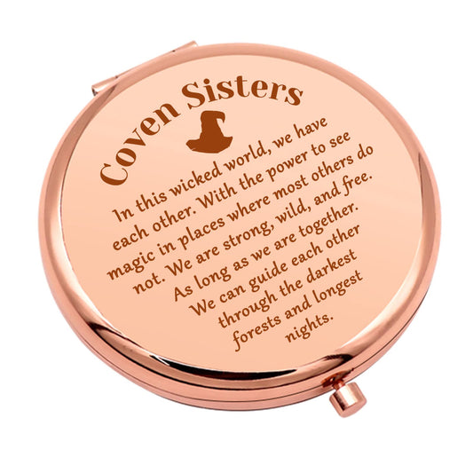 Witchy Gifts Witch Stuff Compact Makeup Mirror for Coven Sister Birthday Gifts for Witchcraft Lover Witchy Friend Gift Halloween Party Gift Folding Makeup Mirror for Girl Friends