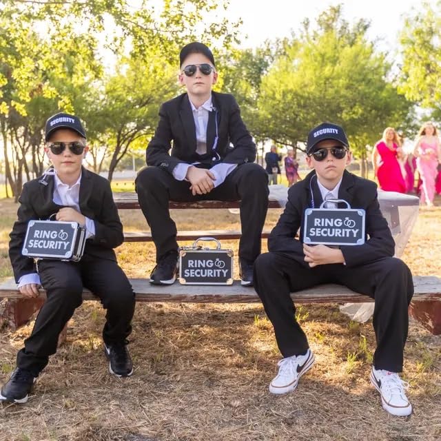 THE RING LEGEND Ring Security Ring Bearer Briefcase with Padded Slits to Hold Rings - Ring Bearer Gifts - Wedding Ring Security Case for Kids - Special Agent Ring Bearer Box Boys Security