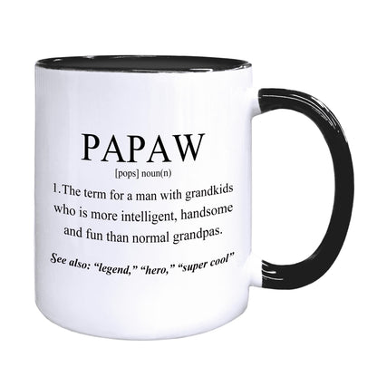 Papaw Coffee Mugs, Grandpa Coffee Teacup, Fathers Day Christmas Birthday Gifts for Papaws, Grandpa Papaws Gifts from Grandkids Grandchildren, Papaw Definition Ceramic CoffeeMug 11oz