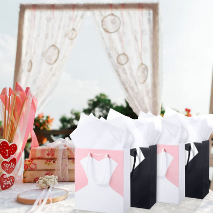 TaoBary Bridal Party Bags for 12 Guests - 9 x 7.5 x 3.5 Inch Bags with 12 Tissue Paper and Handle for Bridal Shower Proposal