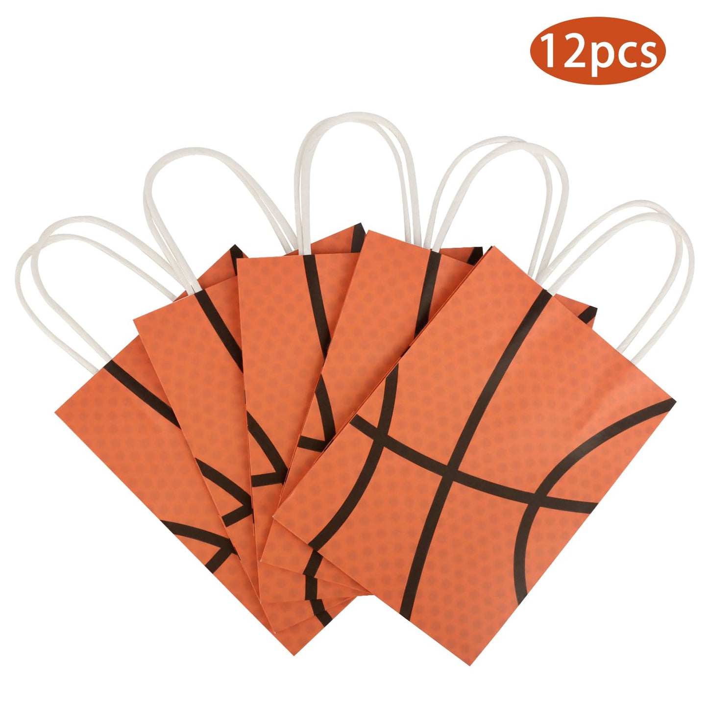 Hxezoc 12 Pieces Basketball Gift Bags with Handle, Paper Treat Candy Bag Sport Favor Bags for Basketball Theme Birthday Party Decoration Supplies