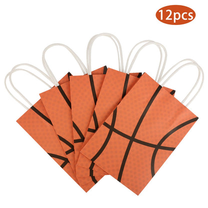 Hxezoc 12 Pieces Basketball Gift Bags with Handle, Paper Treat Candy Bag Sport Favor Bags for Basketball Theme Birthday Party Decoration Supplies