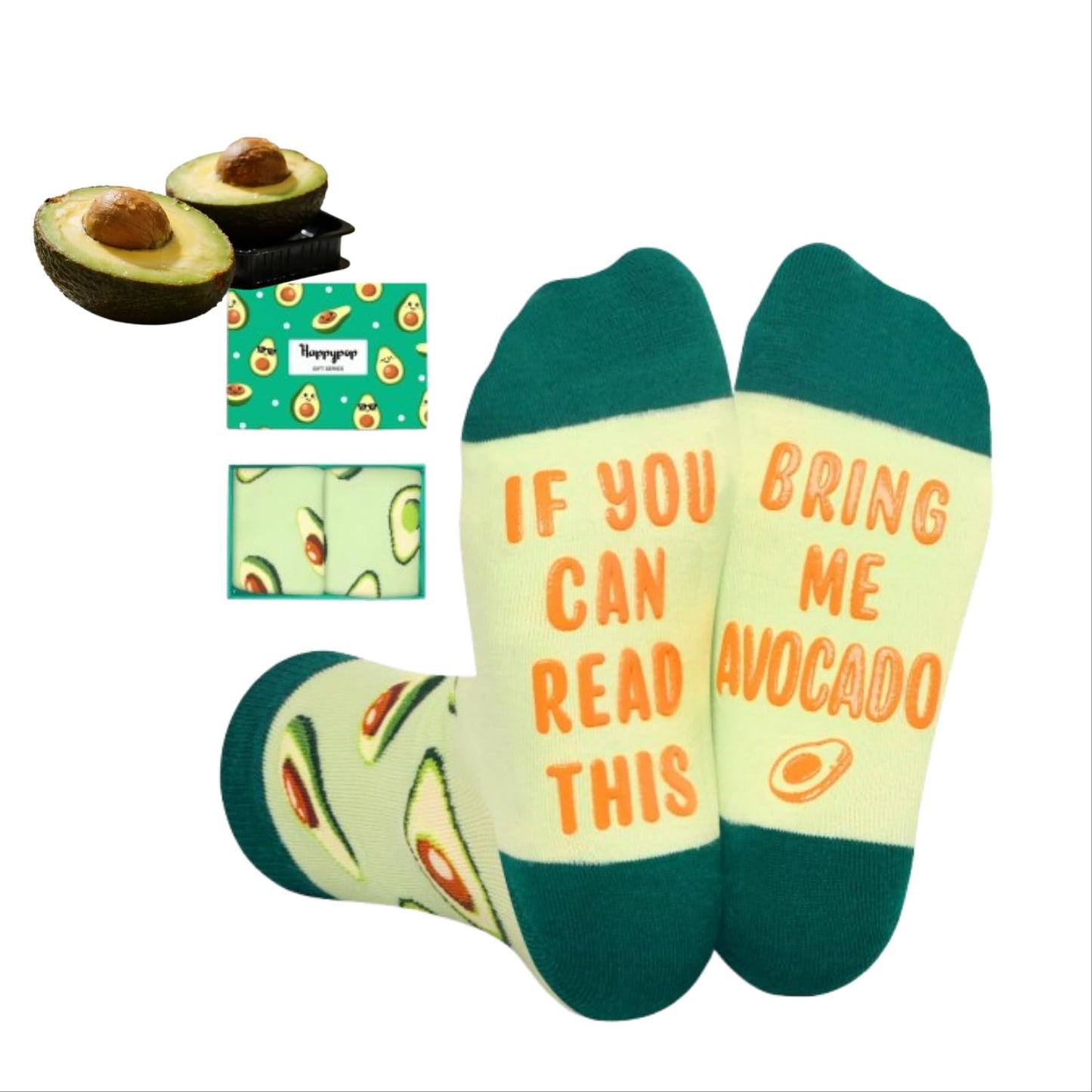 HAPPYPOP Funny Fruit Gifts - Avocado Gift Banana Gift for Kids, Avocado Banana Socks