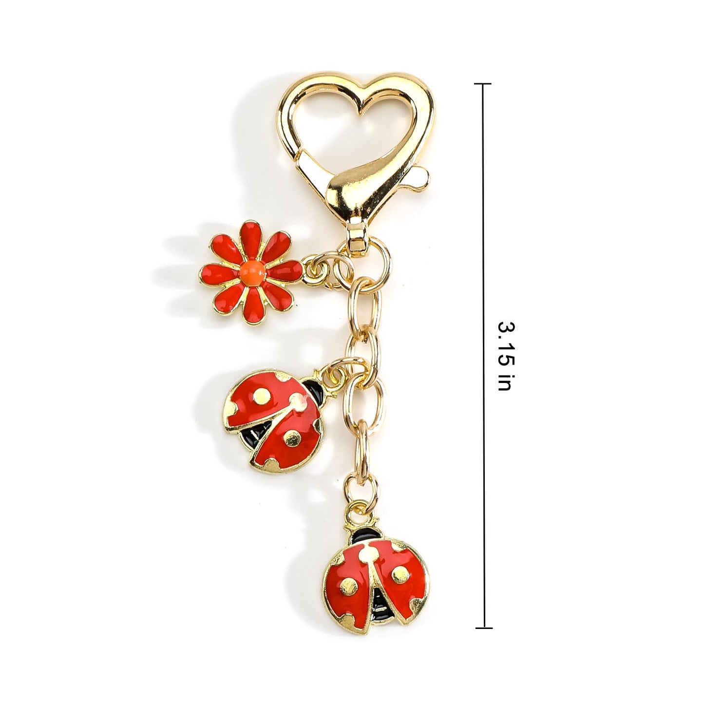 Ladybug Keychain with Flower Charm Lady Bug Accessories Cute Ladybug Gifts for Women Friends Birthday Christmas