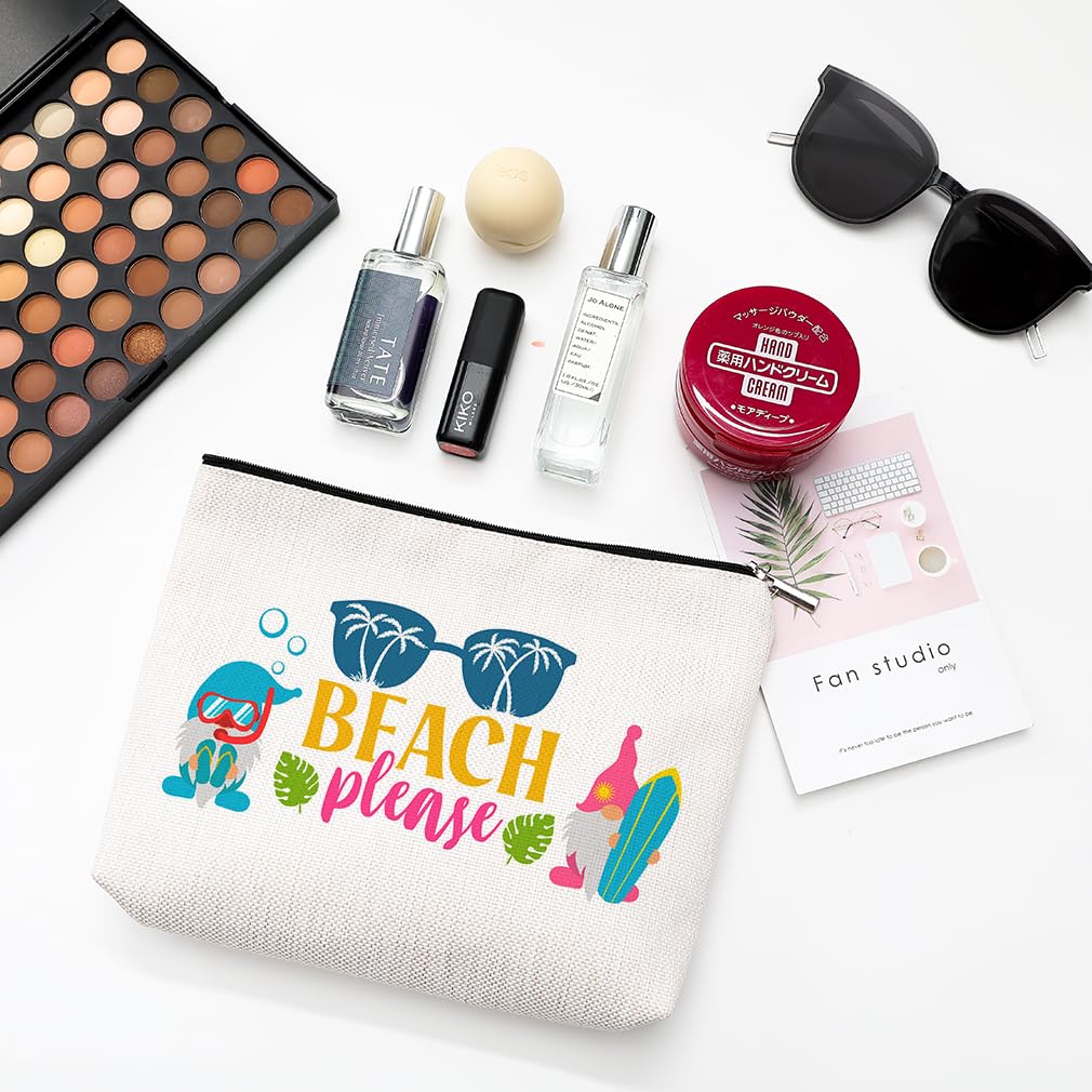 ZUYUROU Beach Makeup Bag for Women, Funny Travel Cosmetic Pouch, Beach Please Zipper Bag, Summer Vacation Gift, Tropical Aesthetic Bag for Girls, Best Escape Anyone Can Have Travel Organizer