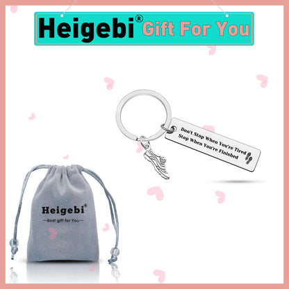 Heigebi Runners Gifts Cross Country Running Keychain Inspirational Gift for Women Men Athlete Gift Marathon Runner Lovers Gift Runner Keychain Marathon Jewelry Outdoor Sport Gift Training Gift