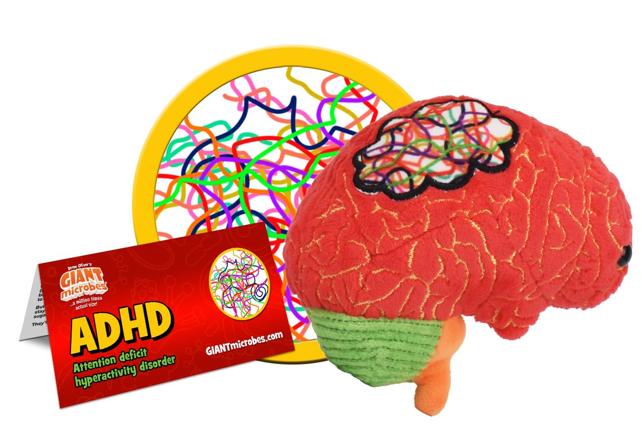 GIANT MICROBES ADHD Plush, Funny ADHD Gifts, Neurodivergent, Neurodiversity Gifts, School Psychologist Gift, Mental Health Matters, Emotional Support Plush