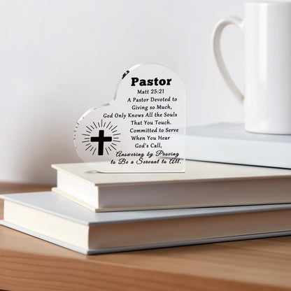 Pastor Appreciation Gifts Acrylic Plaque Thank You Gifts for Pastor Preacher Priest Religious Christian Gifts Christmas Birthday Retirement Gifts for Pastor Catholicism Coworker Friends Desk Sign