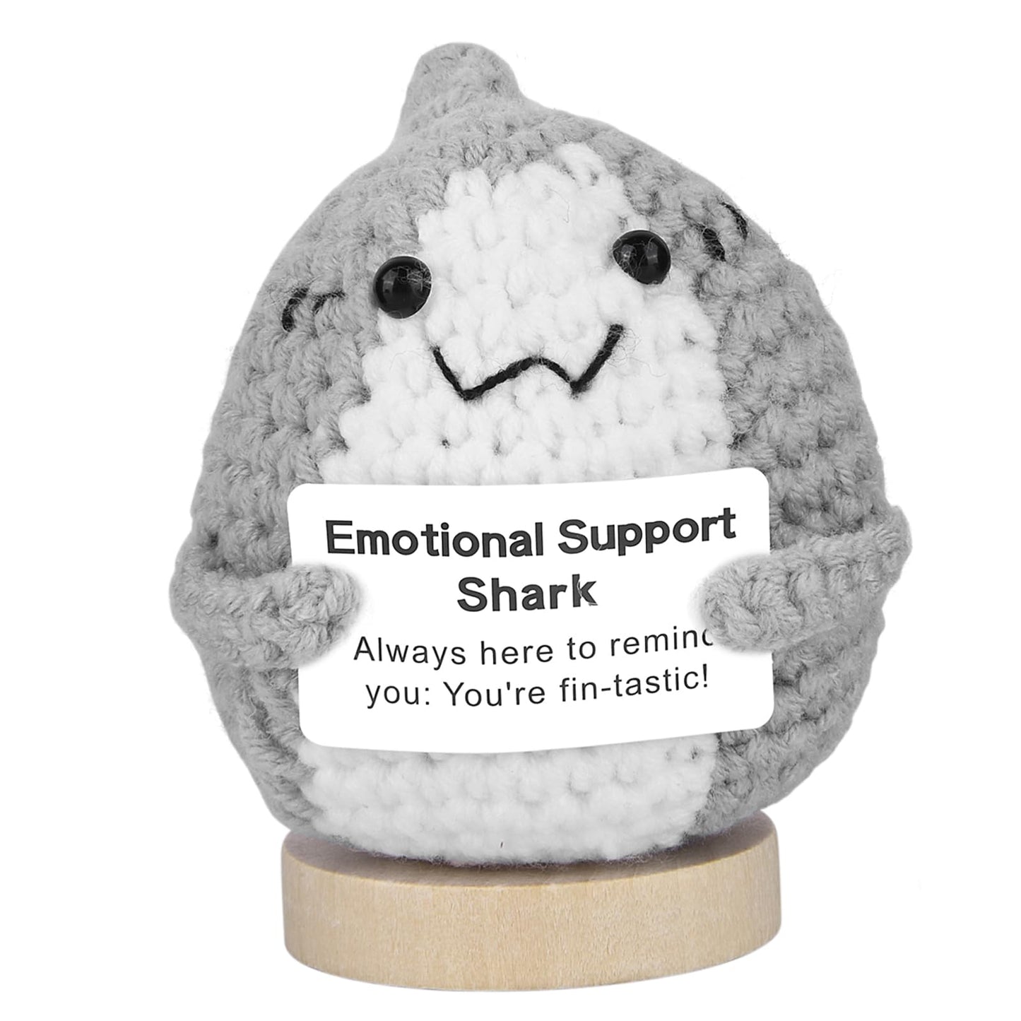 Positive Crochet Animals Shark,Birthday Gift for Shark Enthusiasts,Handmade Women Men and Friends,Emotional Support Inspirational Encouraging Gift