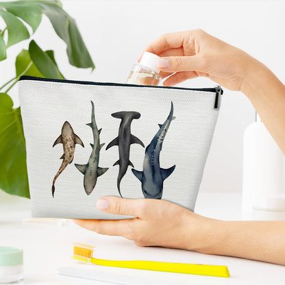 Shark Makeup Bag Gifts for Women-Shark stuff Ocean Themed Period Bag For Girls Kids Cosmetic purse Decorations Accessories Birthday Christmas