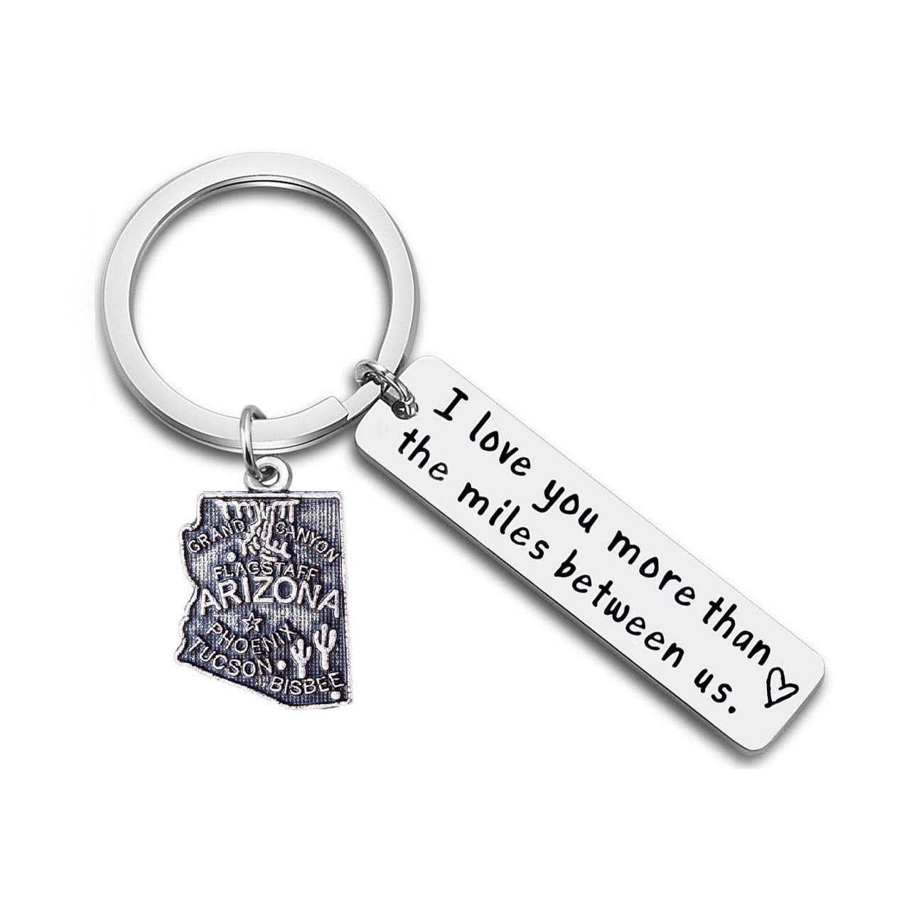 JJTZX I Love You More Than The Miles Between Us Long Distance Relationship State Map Keychain Going Away Gift Travel Gift