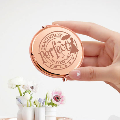 KEYCHIN Mary Qoute Pocket Mirror Mary Fans Gift Practically Perfect in Every Way Umbrella Compact Mirror for Women Girls (Practically Perfect Mirror-S) (Perfect RG)