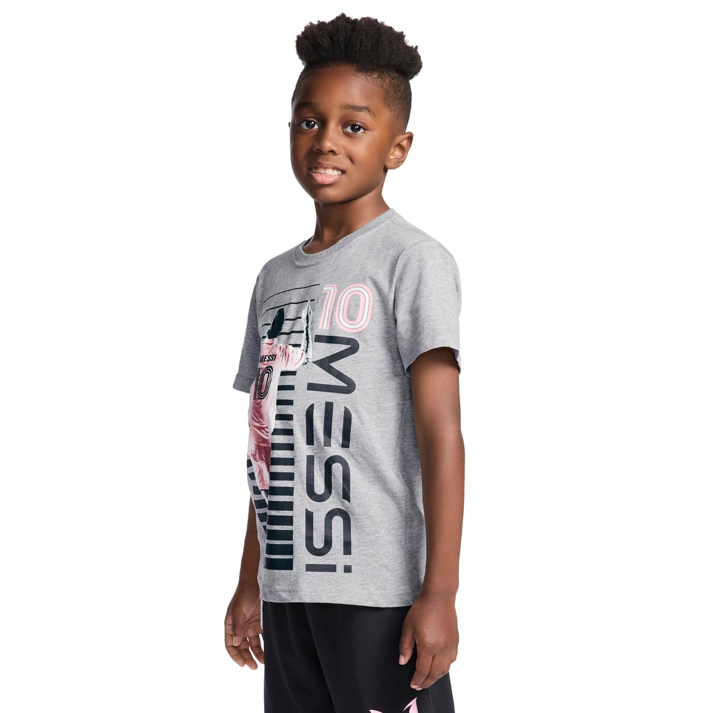 Messi Boys' Lifestyle Short Sleeve T-Shirt, Slim-fit Graphic Tee, Cotton Blend Fabric