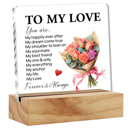 Romantic Gifts for Her Him - Anniversary Birthday Gifts for Girlfriend Boyfriend Husband Wife - You Are My Love Acrylic Plaque Desk Decor Sign 4x4 Inches