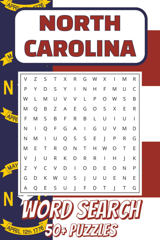 North Carolina Word Search: North Carolina Word Puzzles about NC Foods, Cities, State Beaches and More | 6x9, 110 Pages | Gift for North Carolina Lovers, Birthdays, Holidays, Travel