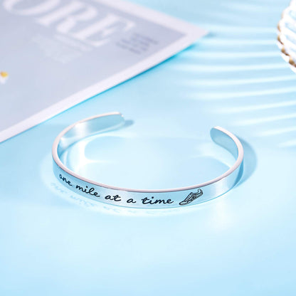 LParkin Marathon Runner's Bracelet - Endurance-Tested Stainless Steel Running Jewelry for Women & Men | Track & Field Gifts with Inspirational Mantra Engraving