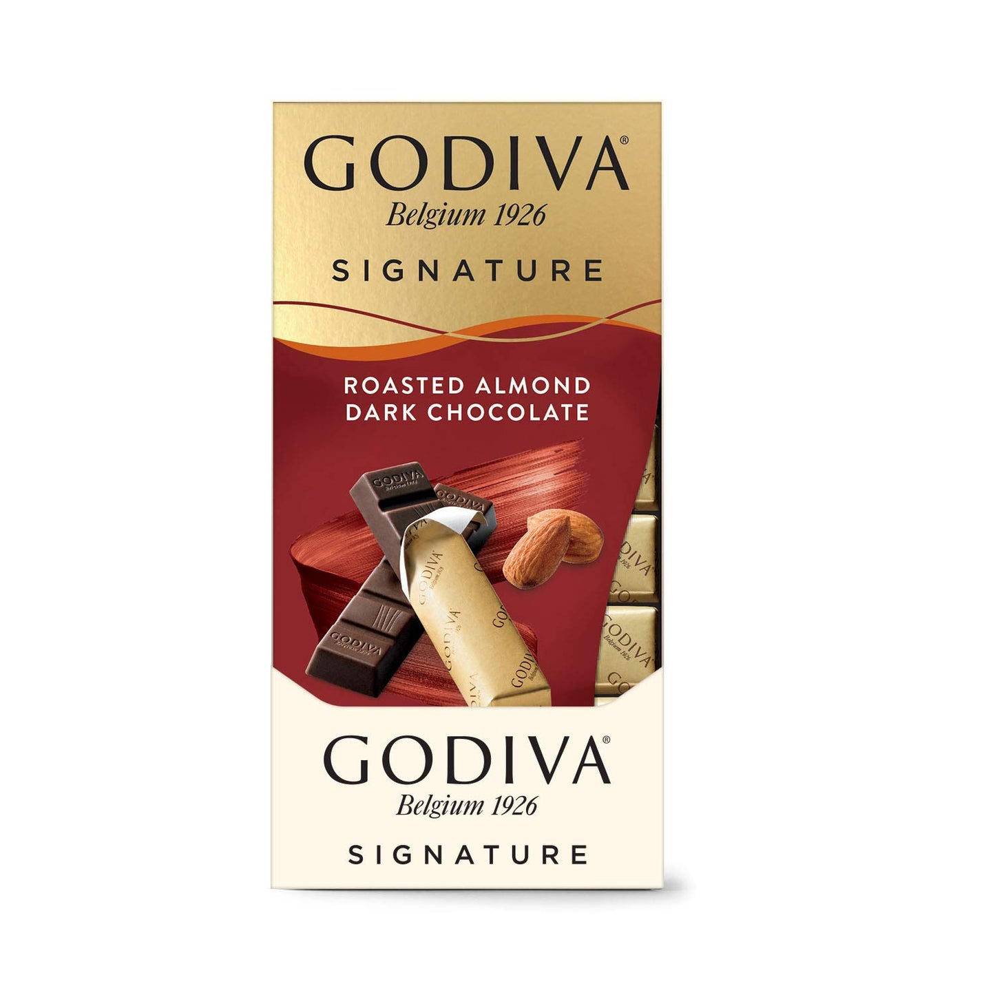 Godiva Roasted Almond Dark Chocolate Mini Bars, Individually Wrapped Snacks, Rich Dark Chocolate with Crunchy Almond Pieces, Shareable & On-the-Go Treat, 12 Ct, 8pc each