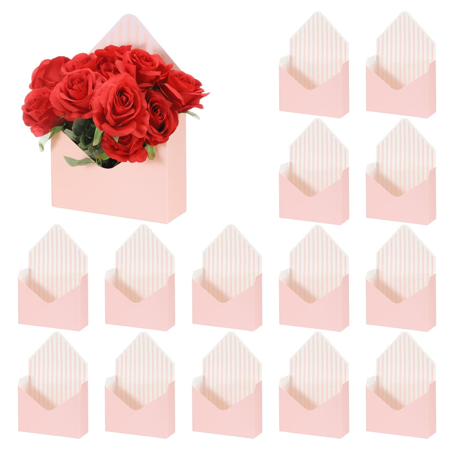 PATIKIL Florist Bouquet Envelope Box, 20 Pack Flower Bouquet Package Gift Folding Paper Boxes for Wedding, Party, Birthday, Mother's Day, Pink