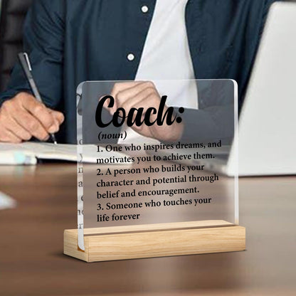 Thank You Coach Gifts for Women Men, Appreciation Gift for Coach Trainer Clear Acrylic Desk Decor Decorative Sign for Home Office, 4 x 4 Inches