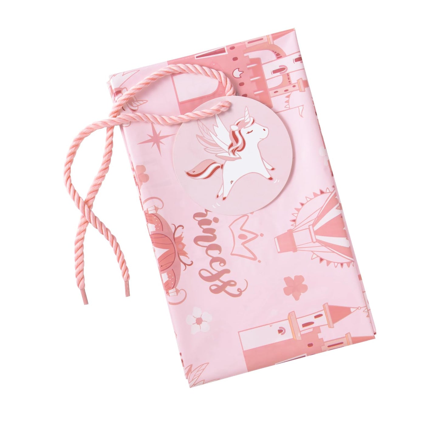 WRAPAHOLIC 56" Extra Large Princess Plastic Gift Bag - Princess Castle Design Pink Jumbo Bike Bag Gift Wrap for Kids Girls Birthday and Baby Girl Shower - 56" H x 36" W