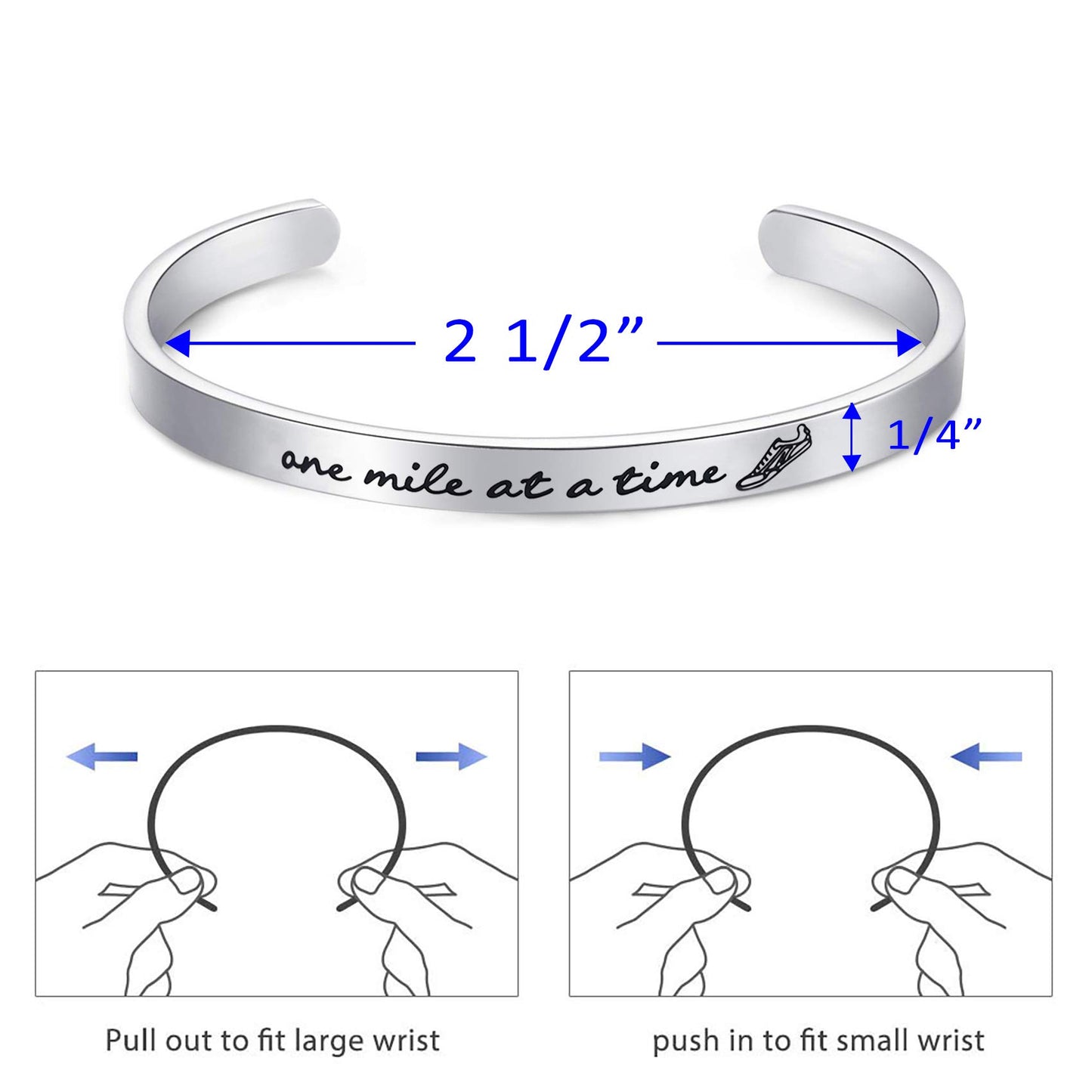 LParkin Marathon Runner's Bracelet - Endurance-Tested Stainless Steel Running Jewelry for Women & Men | Track & Field Gifts with Inspirational Mantra Engraving