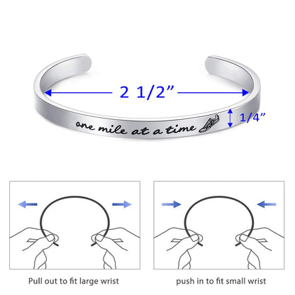 LParkin Marathon Runner's Bracelet - Endurance-Tested Stainless Steel Running Jewelry for Women & Men | Track & Field Gifts with Inspirational Mantra Engraving