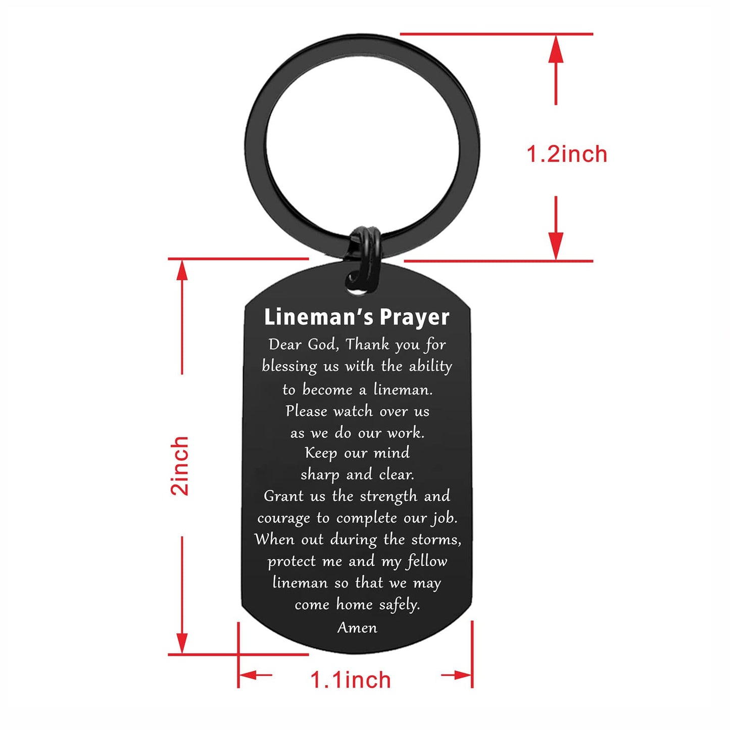 ENGZHI Lineman Gifts for Men - God Please Watch Over Us - Linemans Prayer Keychain Gifts for Him Husband Boyfriend