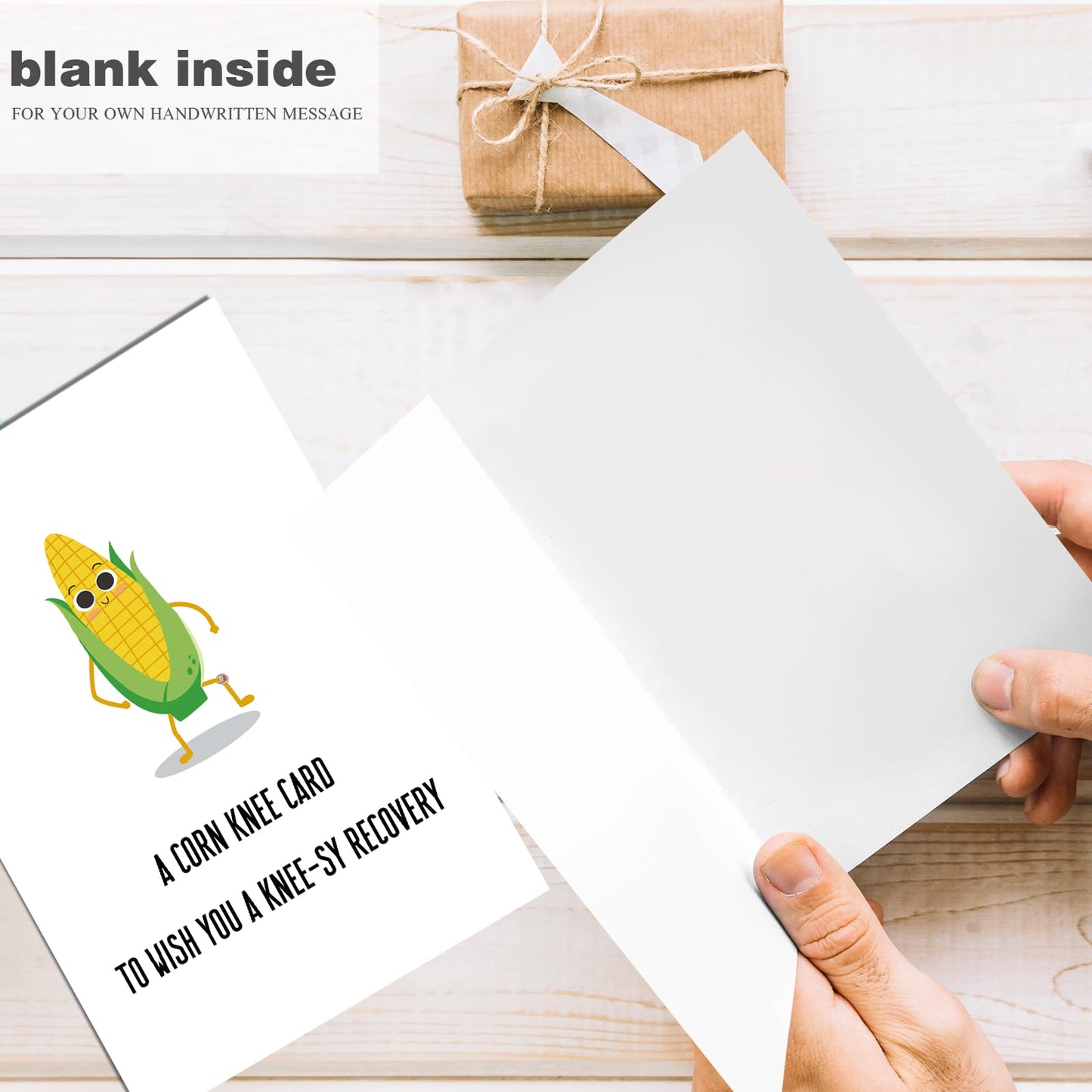 Funny Corn Get Well Soon Card for Family Friend, Knee Surgery Recovery Card for Him Her, Knee Replacement Gift for Patient, A Corn Knee Card to Wish You A Knee-sy Recovery