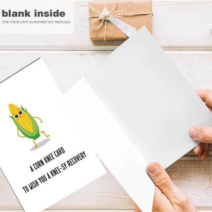 Funny Corn Get Well Soon Card for Family Friend, Knee Surgery Recovery Card for Him Her, Knee Replacement Gift for Patient, A Corn Knee Card to Wish You A Knee-sy Recovery