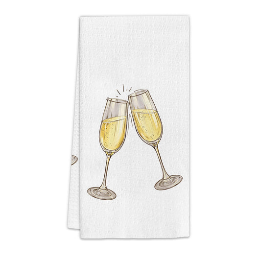 Champagne Decor Kitchen Towels, Champagne Home Bar Dish Towels, ChampagneFlute Themed Decorative Hand Towels for Kitchen Home Bars, ChampagneLover Gift HomeBar Kitchens Decor(16x24 Inch)